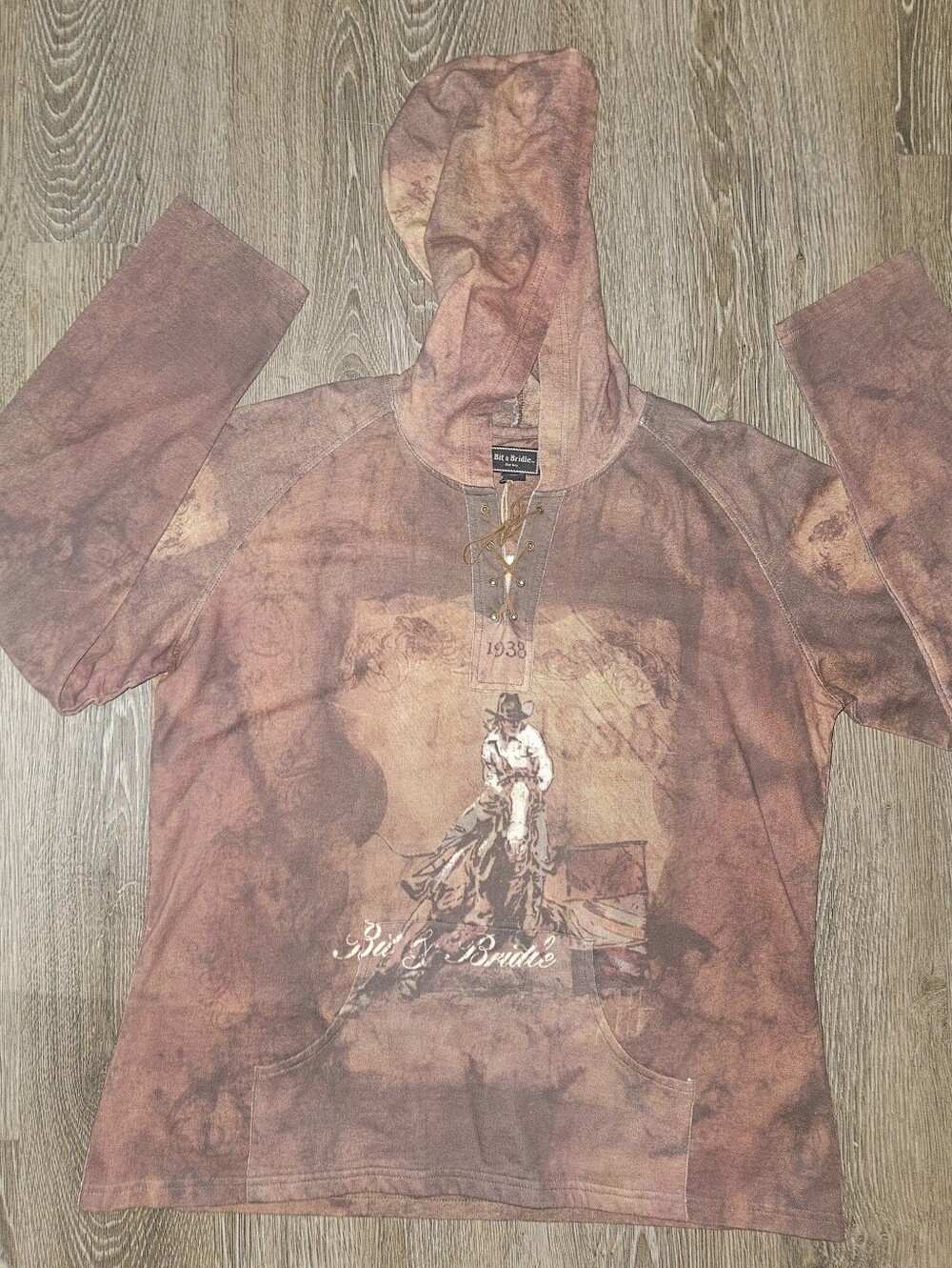 Rodeo Graphic Lace-Up Hoodie - Brown